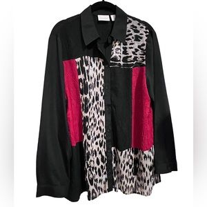 Chico's Black and Red Animal Print Women's Top